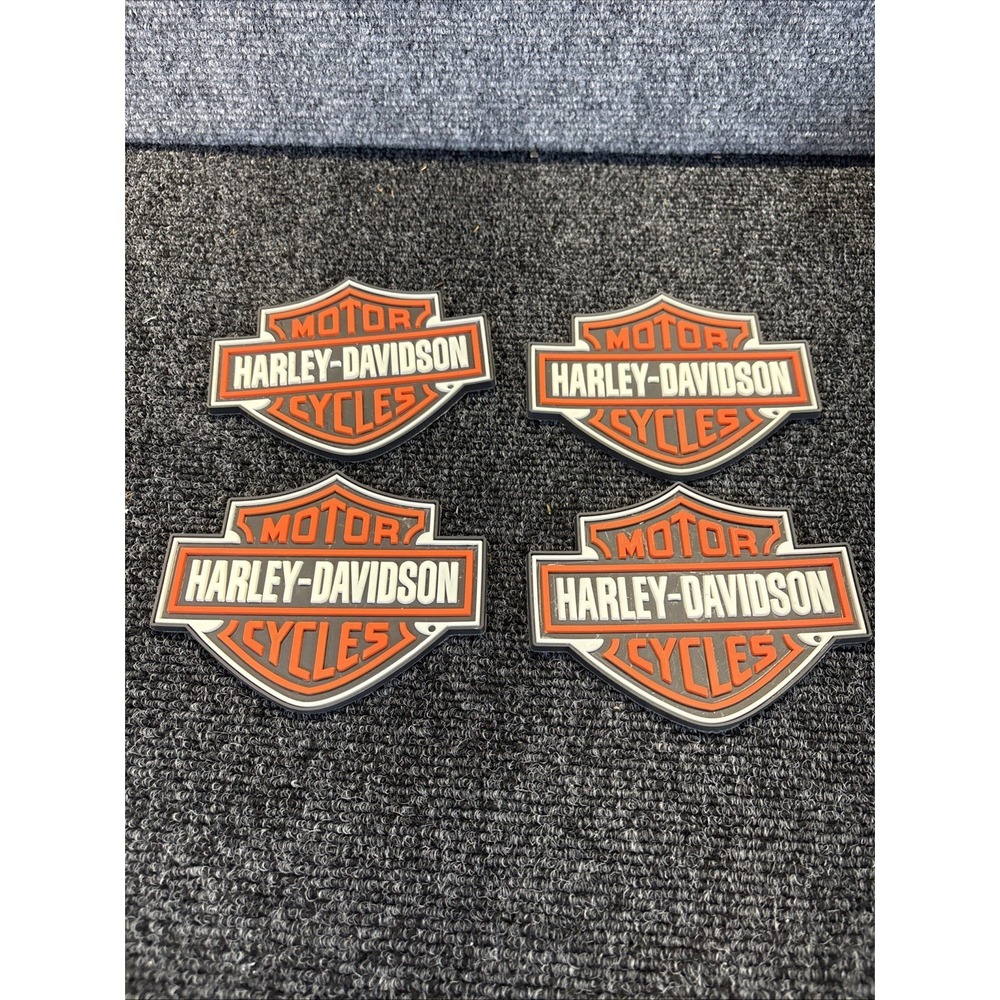 Set of 4~Harley Davidson~Bar & Shield~Rubber Coaster Set
